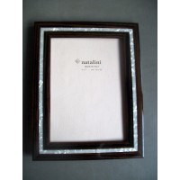 NATALINI PICTURE FRAME NEW 4X6 PHOTO EBONY BLACK BROWN PEARL MARQUETRY ITALY   292682582337